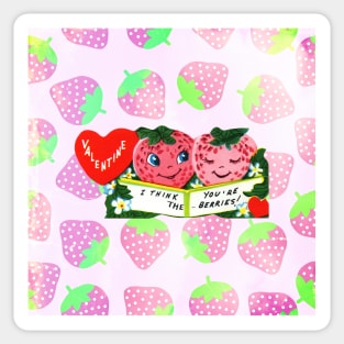 Cute Vintage Strawberry Anthropomorphic Valentine Cartoon Sticker